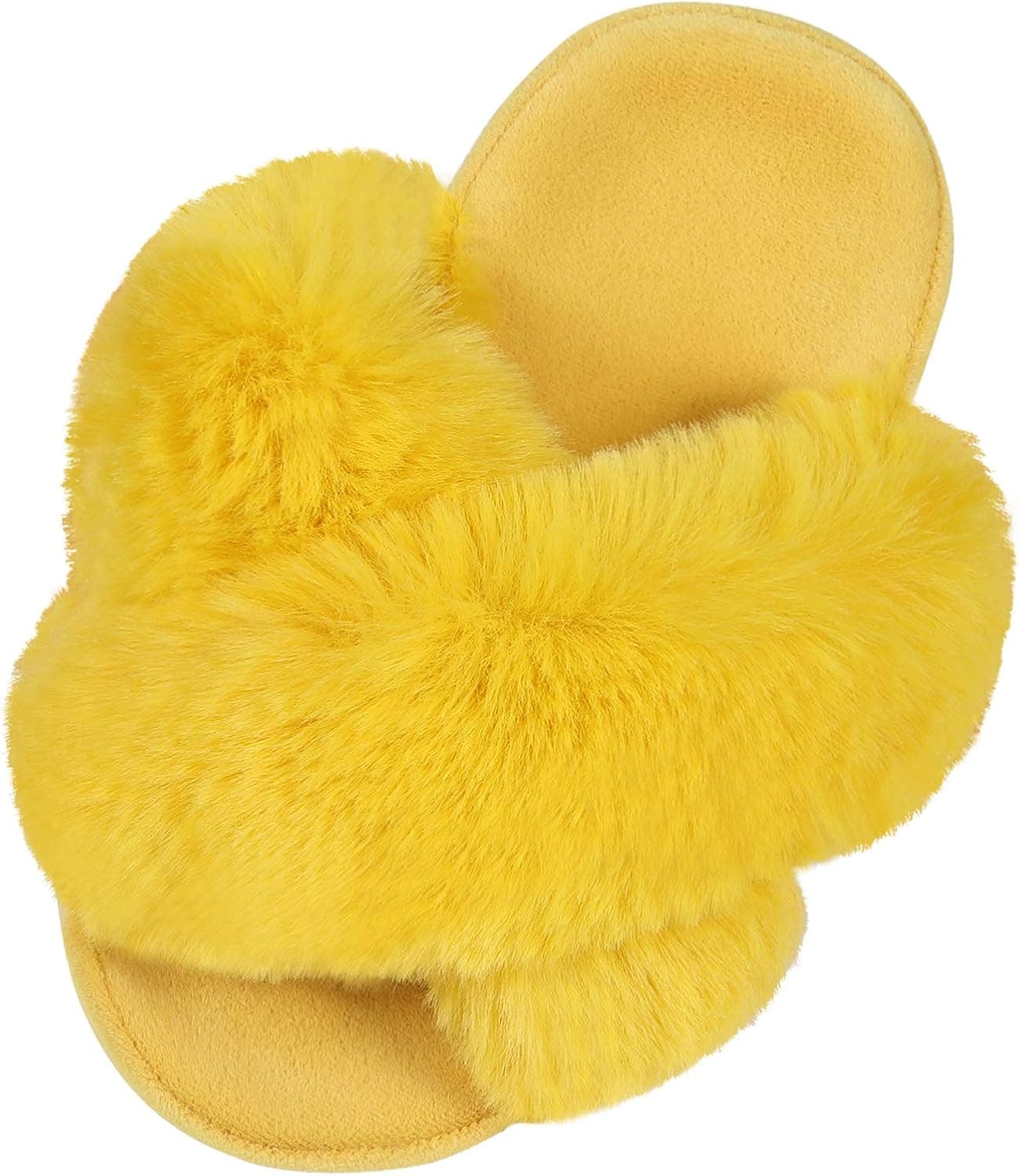 shevalues Fuzzy House Slippers for Women Cross Band Fluffy Bedroom Slippers with Arch Support