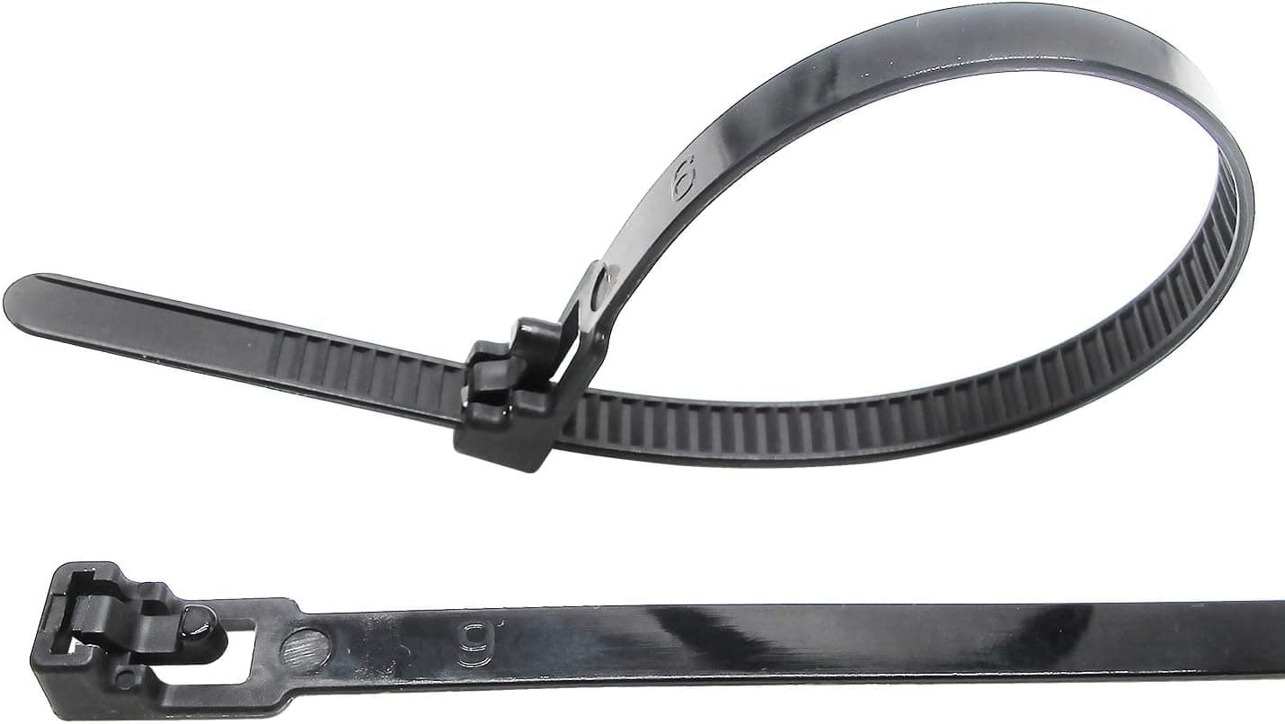 TUKKIVA Black Resuable Zip Ties Heavy Duty 8 Inch 50 Lbs Tensile Strength Releasable Cable Wire Ties 100 Pack