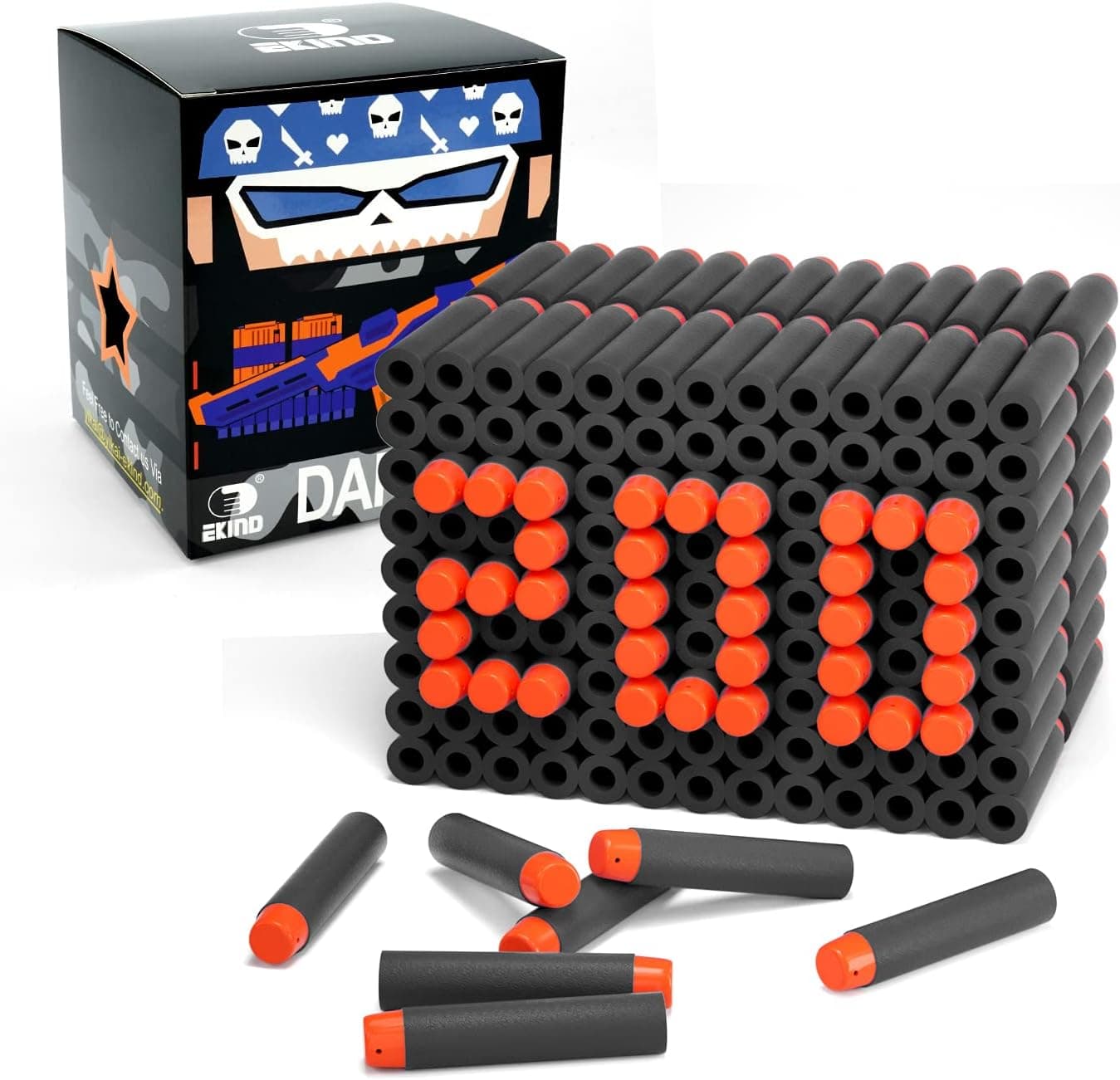 EKIND 200Pcs Darts Refill Pack Compatible for Nerf N-Strike Elite Series (Black)