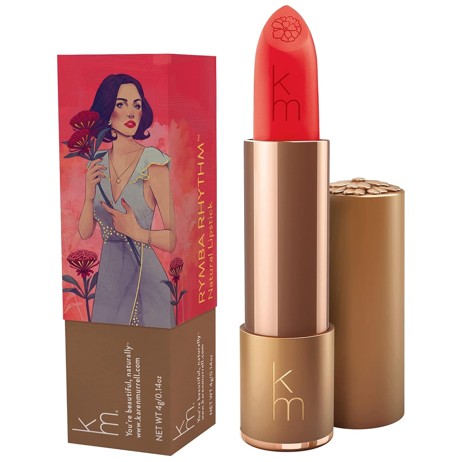 Karen Murrell Natural Lipstick - #12 Rymba Rhythm - Matte Finish, Matte Red Color - Moisturizes & Hydrates Lips - Paraben & Cruelty Free