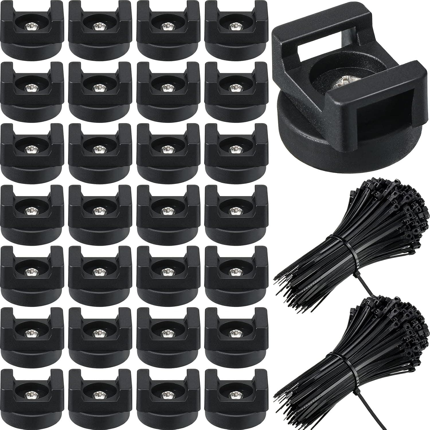 Magnetic Zip Tie Mount Multipurpose Magnetic Cable Holder Cable Tie Mount Magnets Magnetic Wire Management Bases with Heavy Duty Cable Zip Ties, Tie Mount Nylon Cable Ties in Total (250 Pieces, 22 mm)