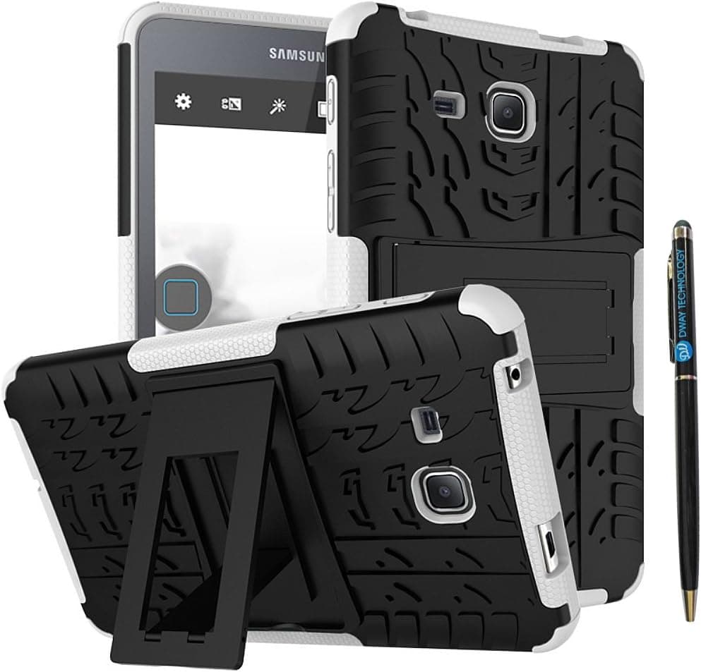 Tab A 7 inch 2016 Case DWaybox 2in1 Combo Hybrid Armor Rugged Heavy Duty Hard Back Cover Case with Kickstand for Samsung Galaxy Tab A 7.0 2016 T280 T285 (White)