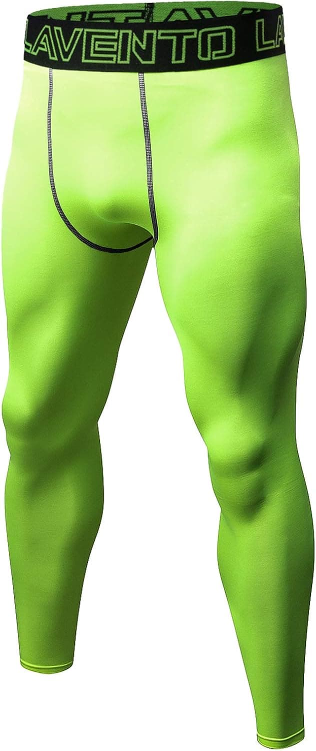 Lavento Men's Compression Pants Baselayer Cool Dry Workout Tights (Neon Green,Small)