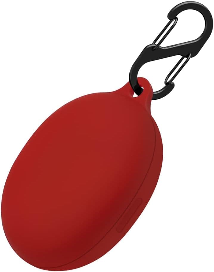Geiomoo Silicone Carrying Case Compatible with Anker Soundcore Liberty 3 Pro, Portable Scratch Shock Resistant Cover with Carabiner (Red)