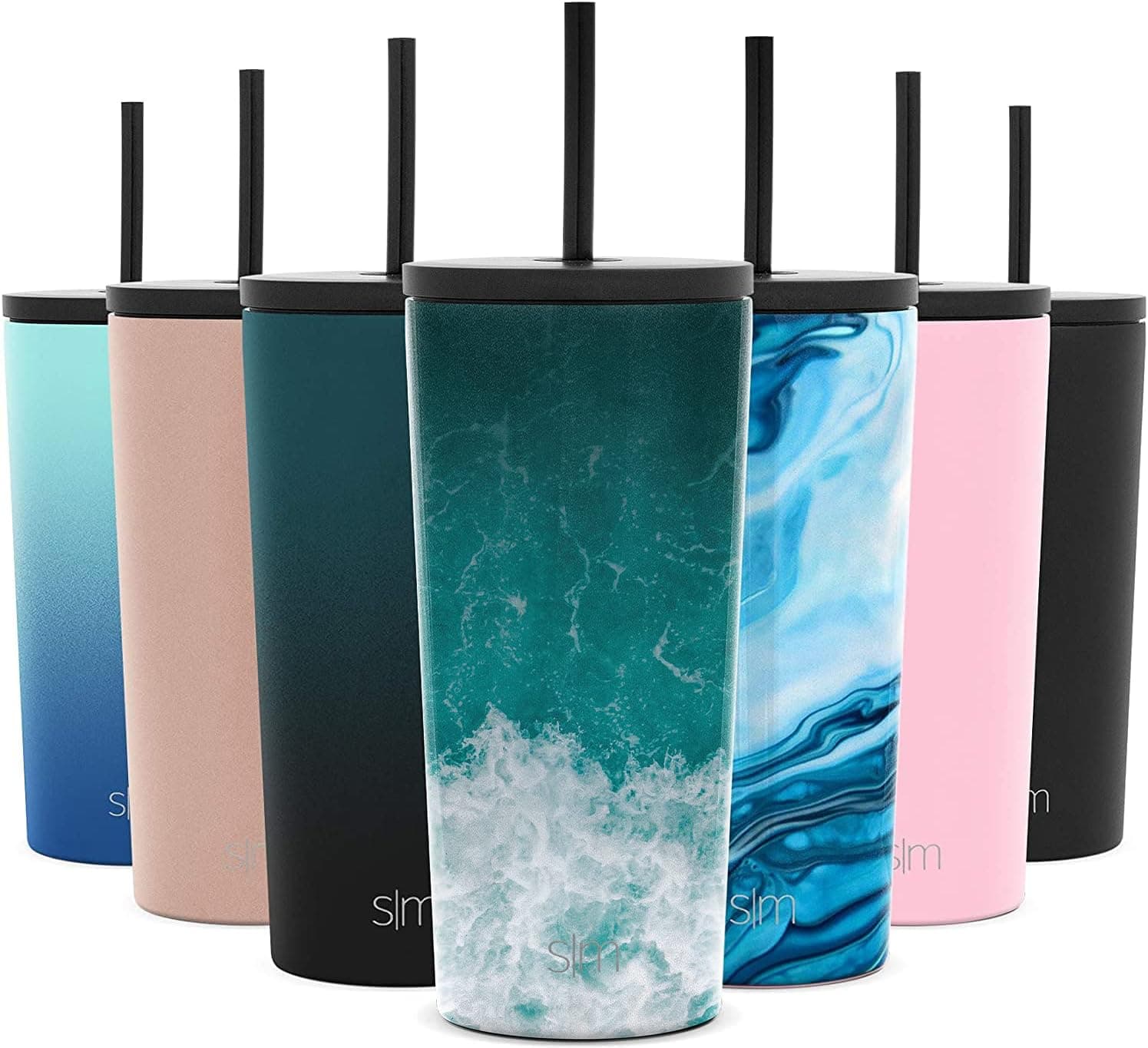Simple Modern Insulated Tumbler Cup with Straw Lid and Flip Lid | Reusable Stainless Steel Water Bottle for Cold Brew Tea Iced Coffee Travel Mug | Classic Collection | 20oz | Tidal Wave