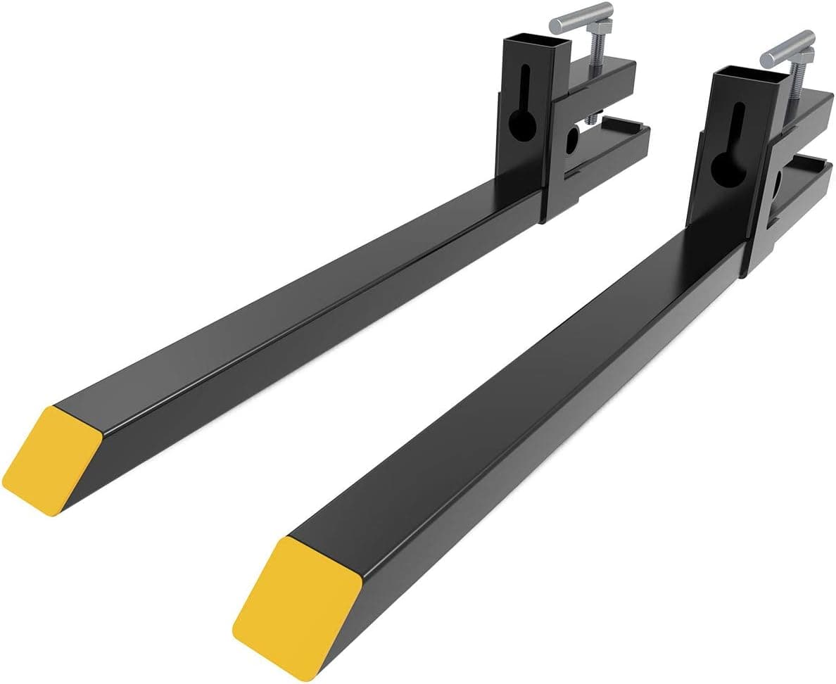 60” Clamp on Pallet Forks 4000lbs Capacity for Loader Bucket Skidsteer Loader Tractor