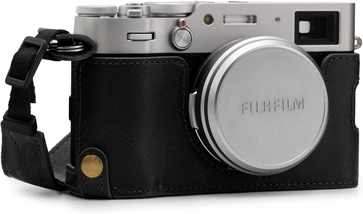 MegaGear MG1894 Ever Ready Genuine Leather Camera Half Case Compatible with Fujifilm X100V - Black