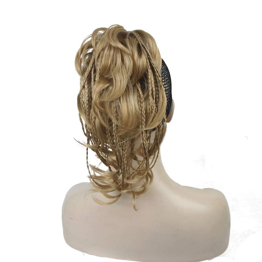 Wiginway Messy Style Ponytail Hair Extension Handmade Braid Synthetic Hair-Piece with Jaw Claw Clip (Light Butterscotch)