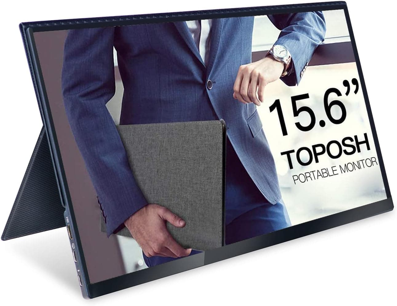 TOPOSH Portable Monitor 15.6” USB Type-C Full HD 1080 IPS USB C Portable Monitor Built-in Dual Speakers Compatible with Laptop Computer Raspberry pi Gaming Monitor for PS4 PS3 Xbox