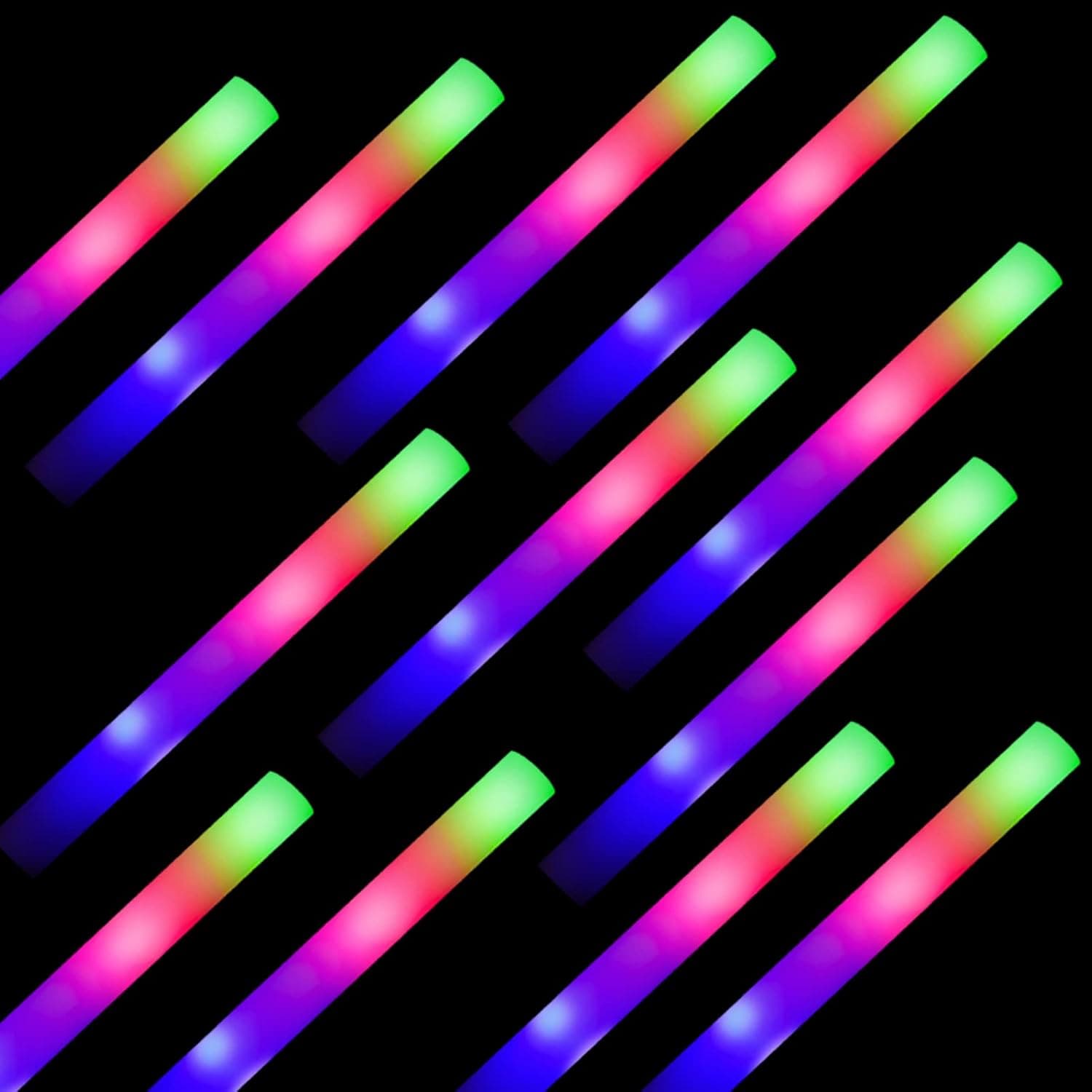 UODBUYO Glow Sticks Bulk-192 PCS LED Foam Sticks Glow in The Dark Party Supplies,Light Up Baton Wands for Party Wedding Birthday Concert Halloween Christmas