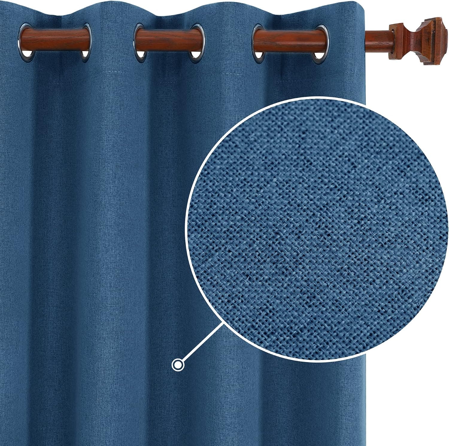 Deconovo 100% Blackout Curtains, Thermal Insulated Panels, Soundproof Noice Reducing Drapes with Grommets for Kids Room - 52x90 Inch, 2 Panels, Aegean Blue
