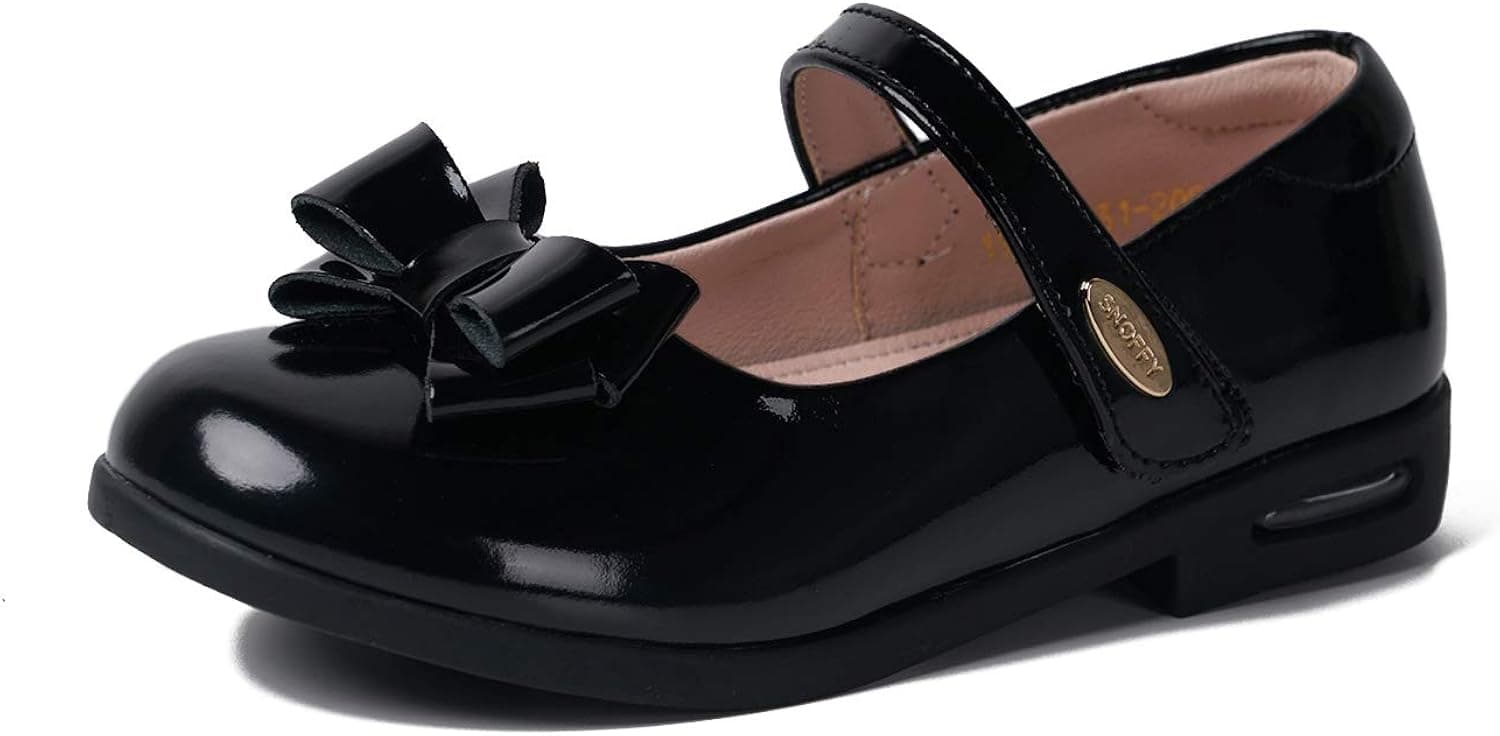SaphiRose Girl's Mary Jane School Uniform Shoes with Bow for Toddler/Little Kid/Big Kid