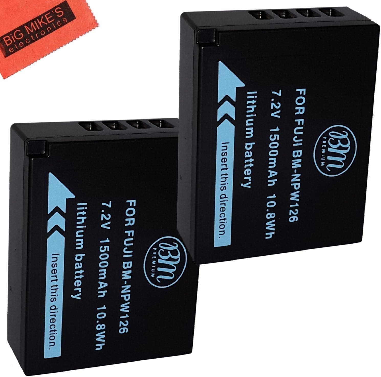 BM Premium 2 NP-W126S Batteries for Fuji FinePix X-A5, X-H1, X-A10, X100F, X-T10, X-T20, X-Pro1, X-Pro2, HS33EXR, HS35EXR, HS50EXR, X-A1, X-A2, X-A3, X-E1, X-E2, X-E2S, X-M1, X-T1, X-T2 Digital Camera