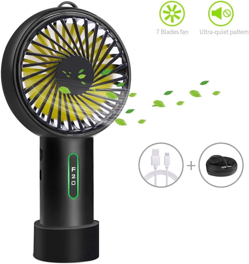 Mini Handhold Fan, l'aise vie 2600mAh Battery Personal Fan USB Rechargeable Electric Fan with Adjustable 3 Speeds Suitable for Home and Travel (Black)
