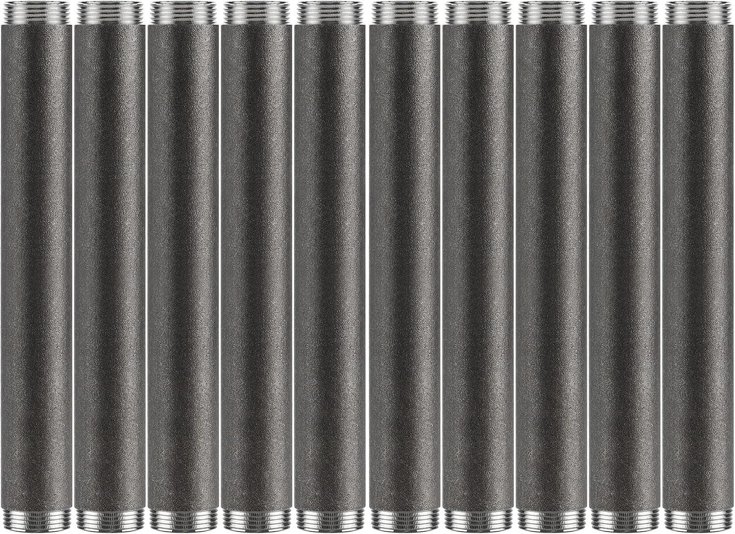 1"x 10" Industrial Pipe - Home Expert 10 Pack Primary Color Malleable Cast Iron Pipe Heavy Duty Pre Cut Metal Pipe Threaded Gray Pipe Fitting for Industrial Vintage Style DIY Project