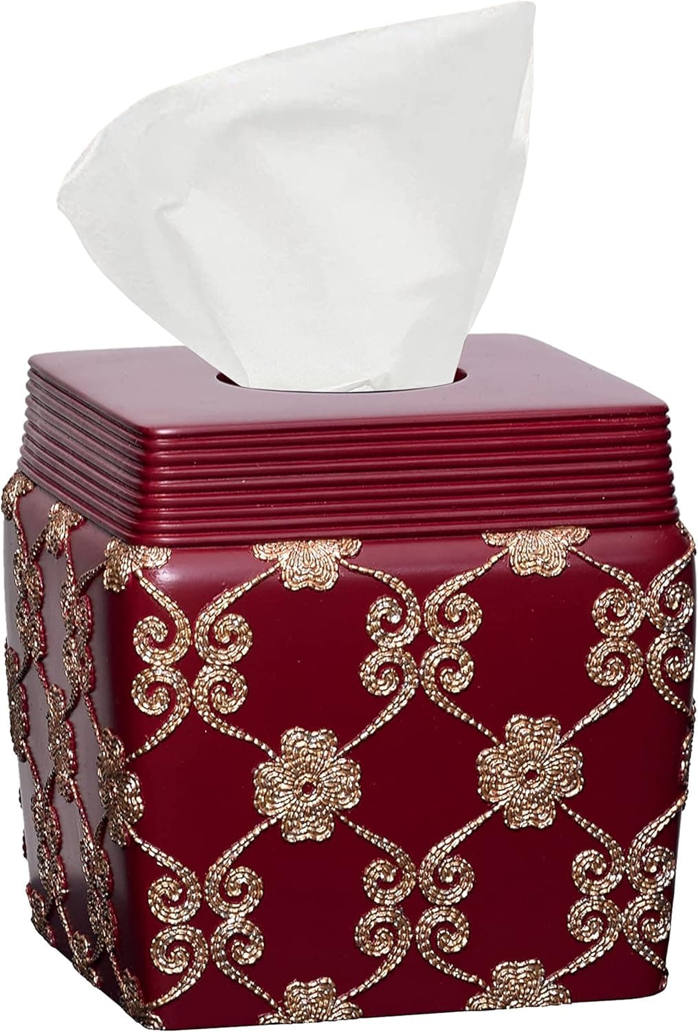 Popular Bath Tissue Box, Vlegant Rosa Collection, Burgundy/Gold