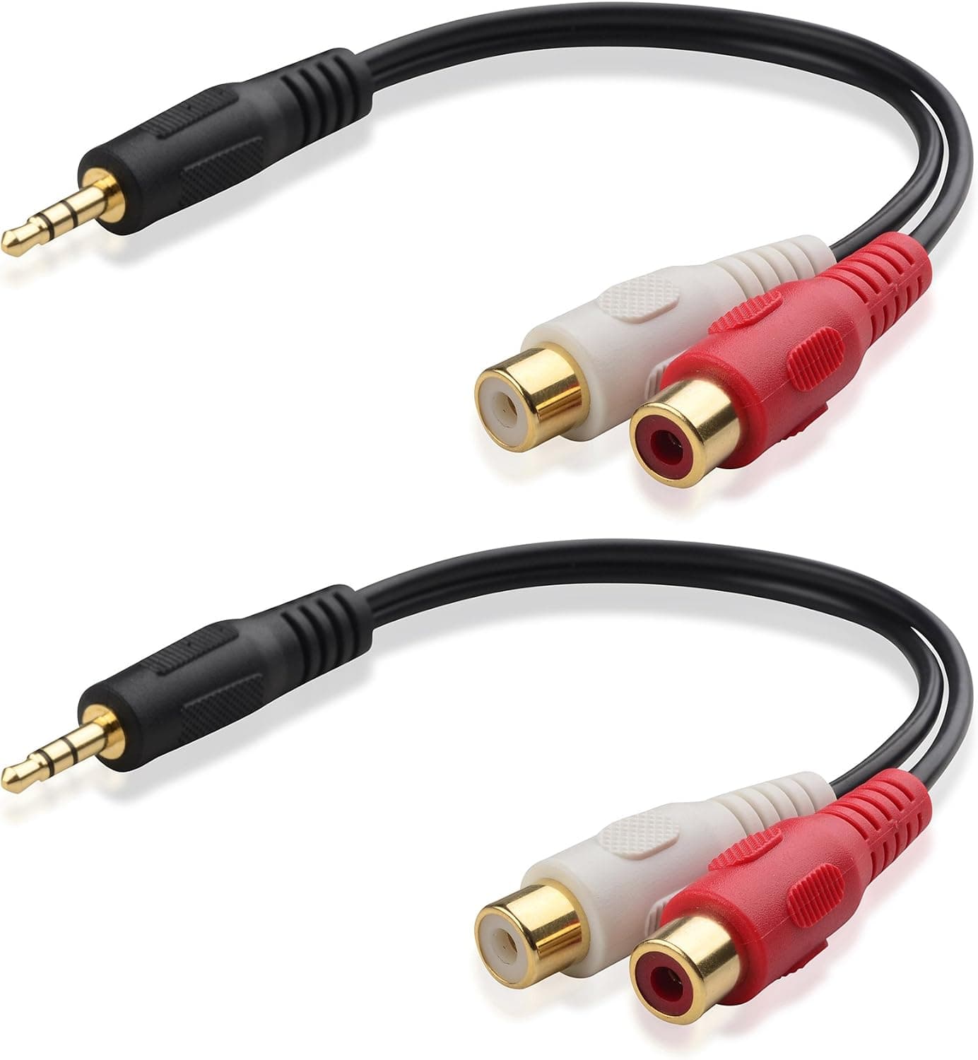 Cable Matters 2-Pack Gold Plated 3.5mm Stereo to 2RCA Male to Female Adapter 8 Inch
