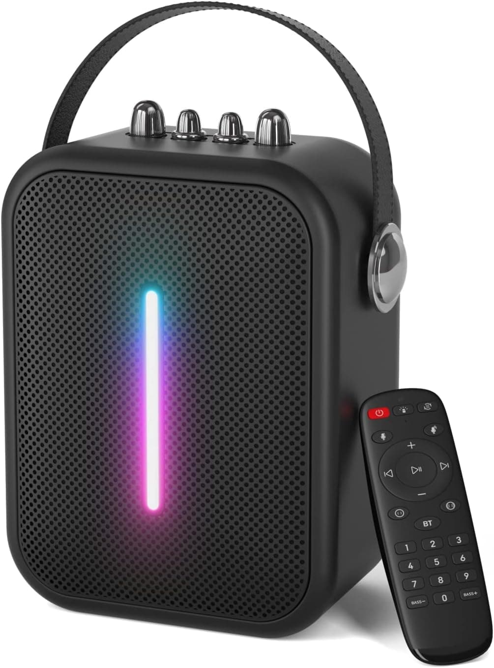 ABRAMTEK 60W Loud Bluetooth Speaker, M18 Portable Wireless Speaker with LED Lights, Remote Control, Punchy Bass, USB MIC AUX Input for Party Home Camping