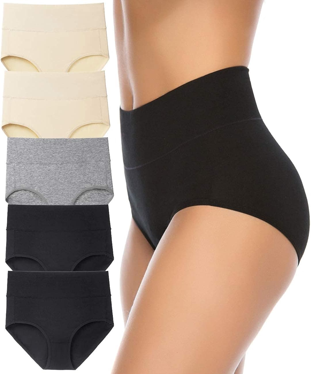 Annenmy Women's High Waist Cotton Underwear Soft Brief Panties Regular and Plus Size