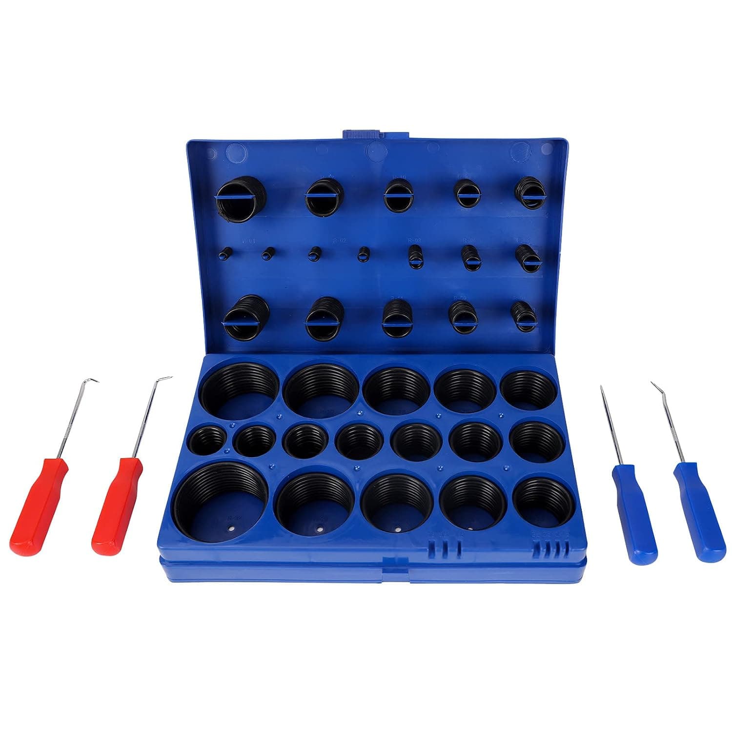 BOLET SAE Universal O-Ring Assortment Set Kit，32 Size 407pcs Nitrile Rubber NBR O-Ring with 4 Pick & Hook，Plumbing, Automotive and Faucet Repair