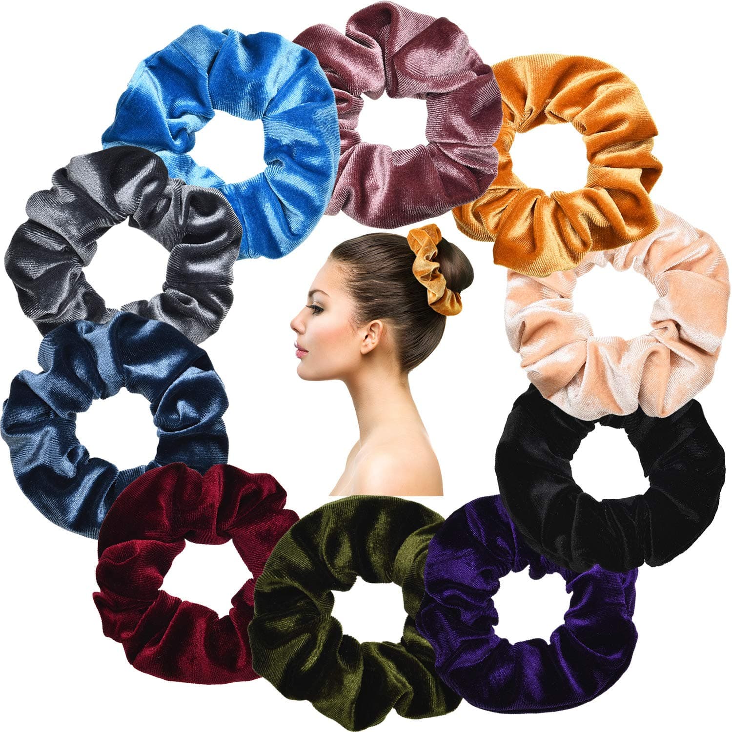 10 Pieces Velvet Pocket Hair Scrunchies Hidden Pocket Hair Ties Elastic Hair Bands Ponytail Holder with Zipper Pocket for Women Girls