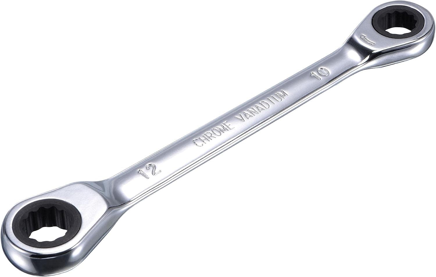 uxcell Double Box End Ratcheting Wrench (10mm x 12mm) Metric 72 Teeth 12 Point Ratchet Spanner Tools, CR-V