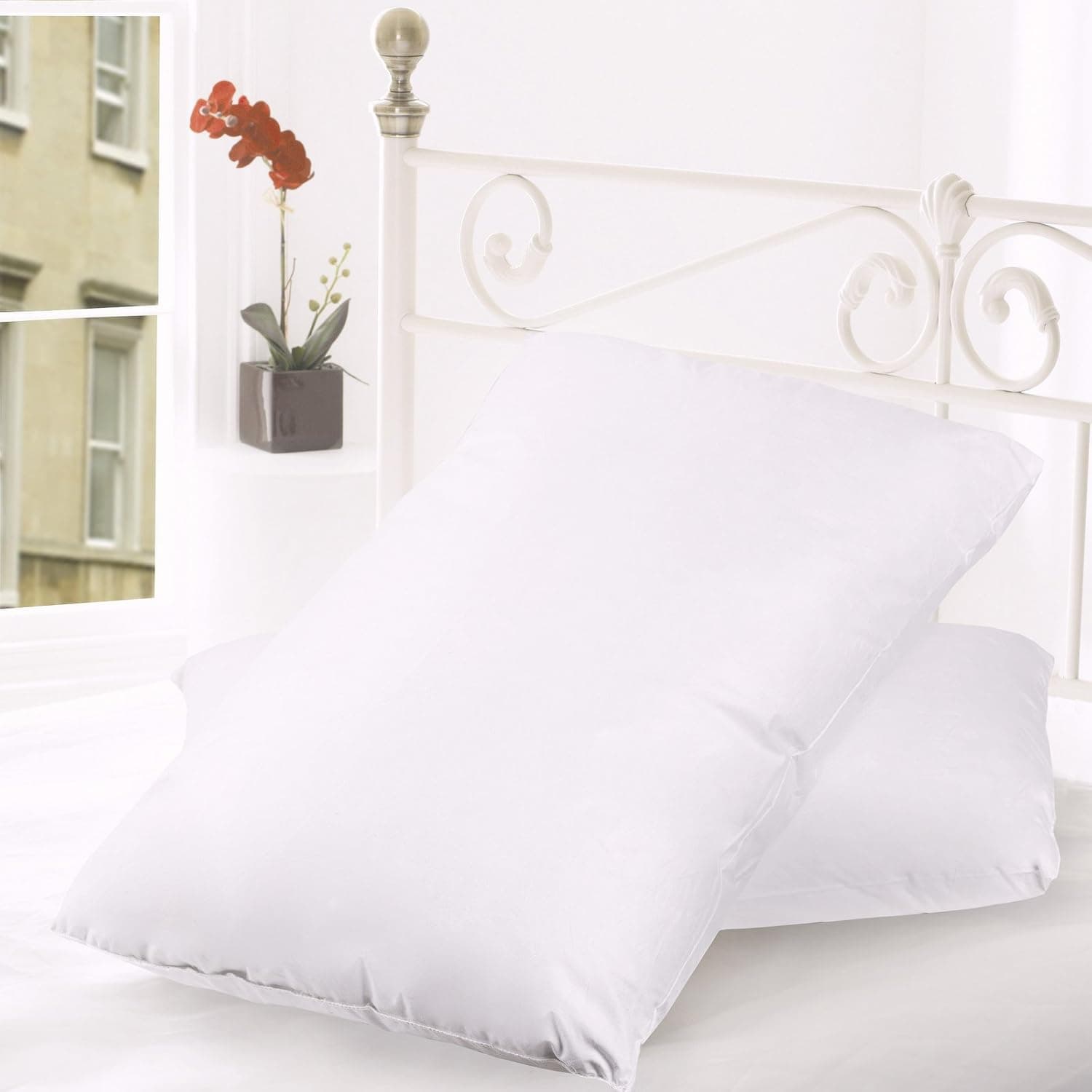 Down and Feather Blend 100% Cotton Cover Premium Bed Pillow 2 Pack - Standard