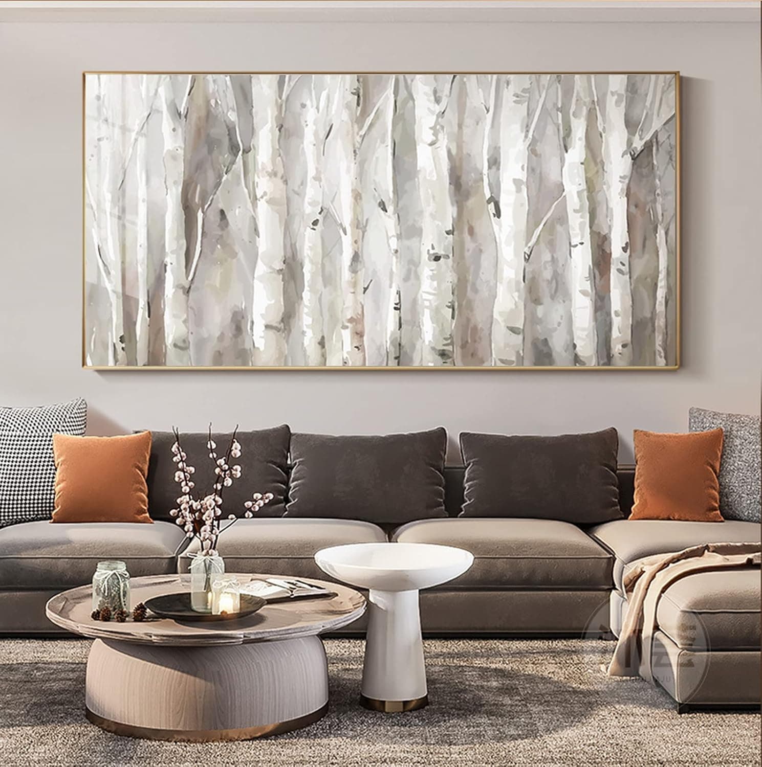 Framed White Birch Trees Wall Art Canvas for Bedroom, Large Landscape Forest Wall Painting for Living Room,Kitchen Office Home Decor 20x40 inches