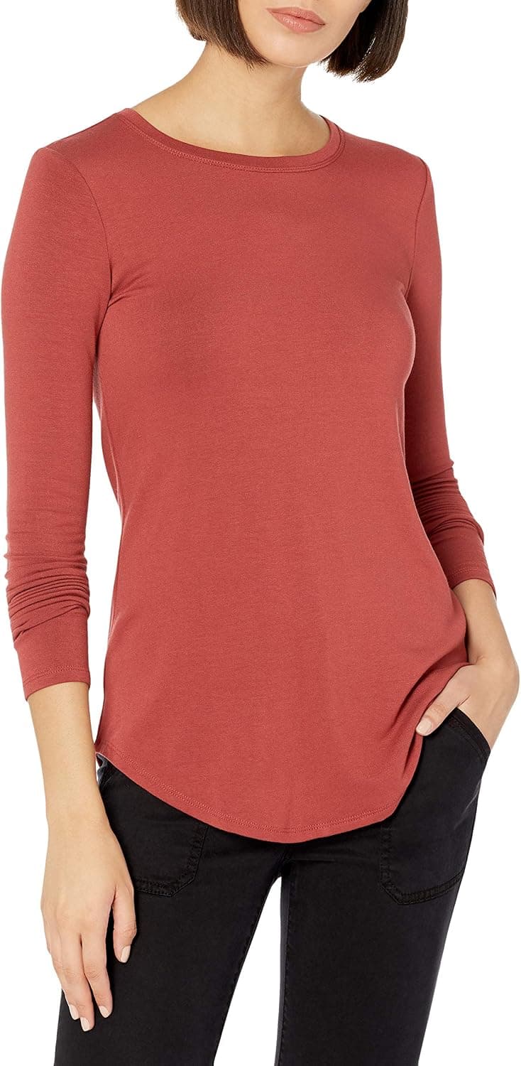 Amazon Essentials Women's Supersoft Terry Standard-Fit Long-Sleeve Shirttail Hem Shirt (Previously Daily Ritual)