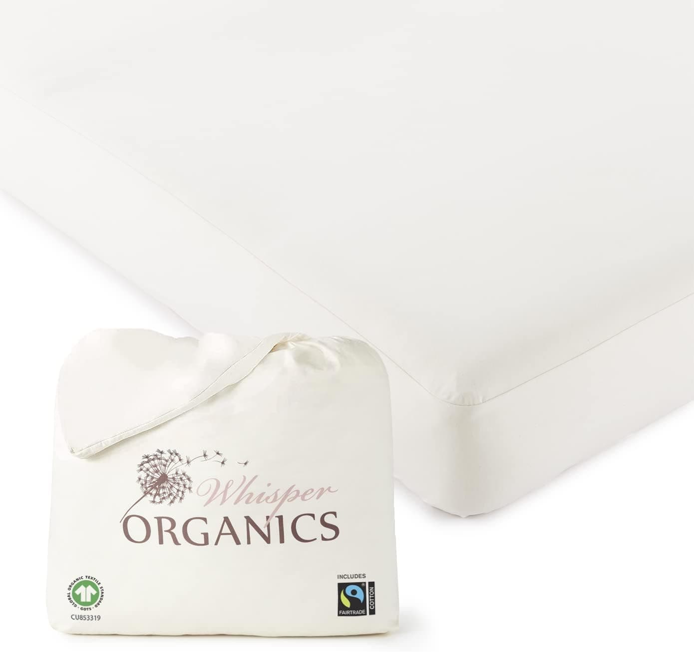 Whisper Organics, 100% Waterproof Mattress Protector - California King Mattress Cover - GOTS & Fairtrade-Certified Organic - Breathable - White Color, 17" Deep Pocket, 74x86 Inch