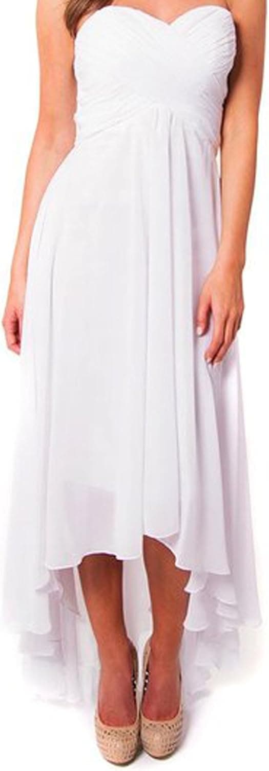 Maillsa Chiffon Strapless Bridesmaid Evening Cocktail Prom Dress PP354