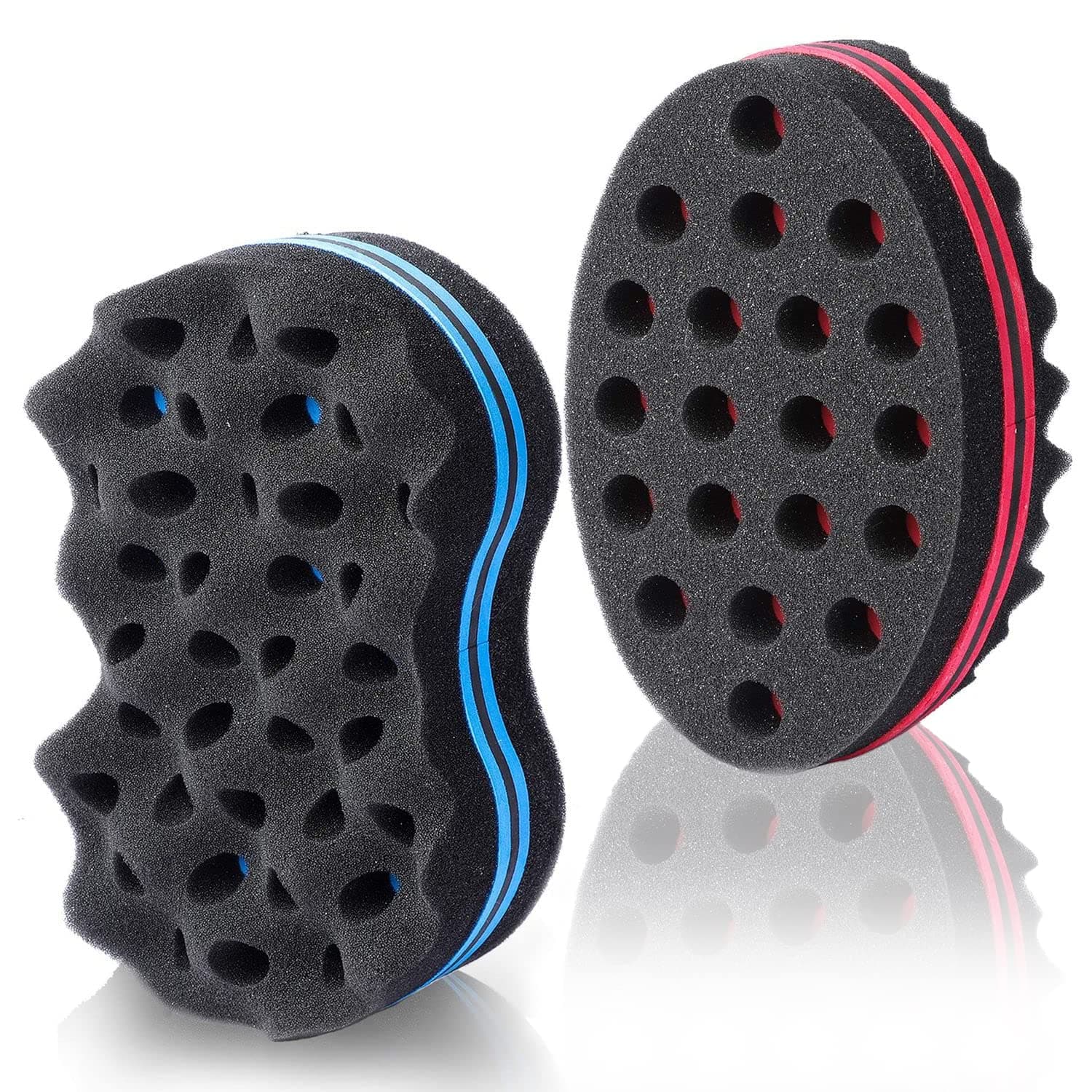 LEADUWAY Hair Sponge Set, 2 in 1 Big Holes Magic Twist Hair Sponges, Curling Brushes Hair Sponges for Women Men Curls (2 Pcs)