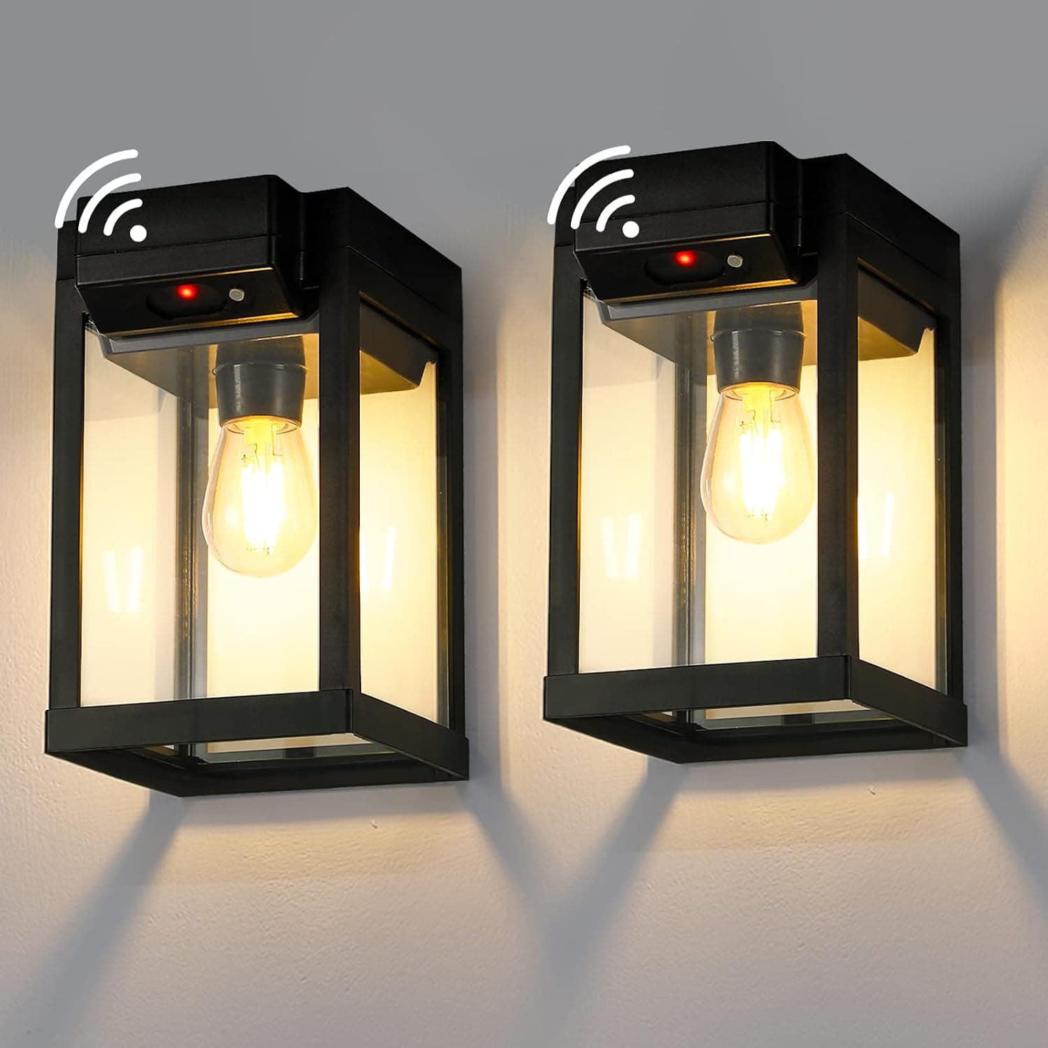 BOXCUPIN Outdoor Solar Wall Lights 2 Pack, Motion Sensor Outdoor Wall Sconce Light Fixture, Solar Outdoor Wall Porch Lights for Porch, Patio, Outside, Garage, Entryway (BXOWLS7)
