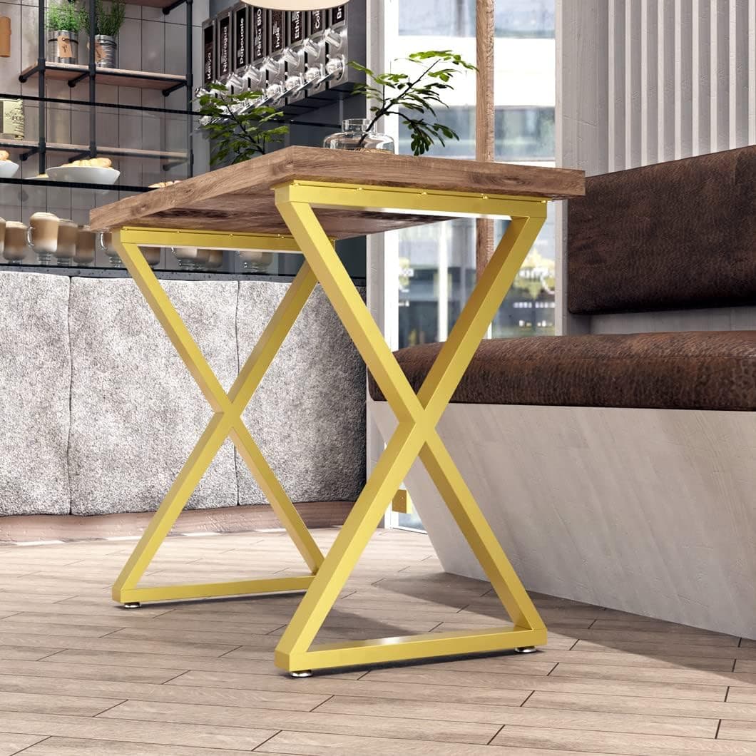 DR.IRON Metal Gold Desk Legs 28 Inch Furniture Legs,Dining Table Legs,Metal Legs for Table Desk, Office Table Legs(Without Planks)