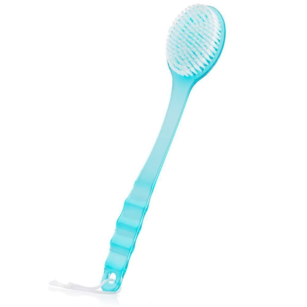 mdoahny Long Handle Body Brush, Gentle Bath Brush Shower Cleaning Brush, Dry and Wet Back Skin Washer Scrubber, Improve Lymphatic Stimulation Blood Circulation Detoxification for Men,Women, Blue