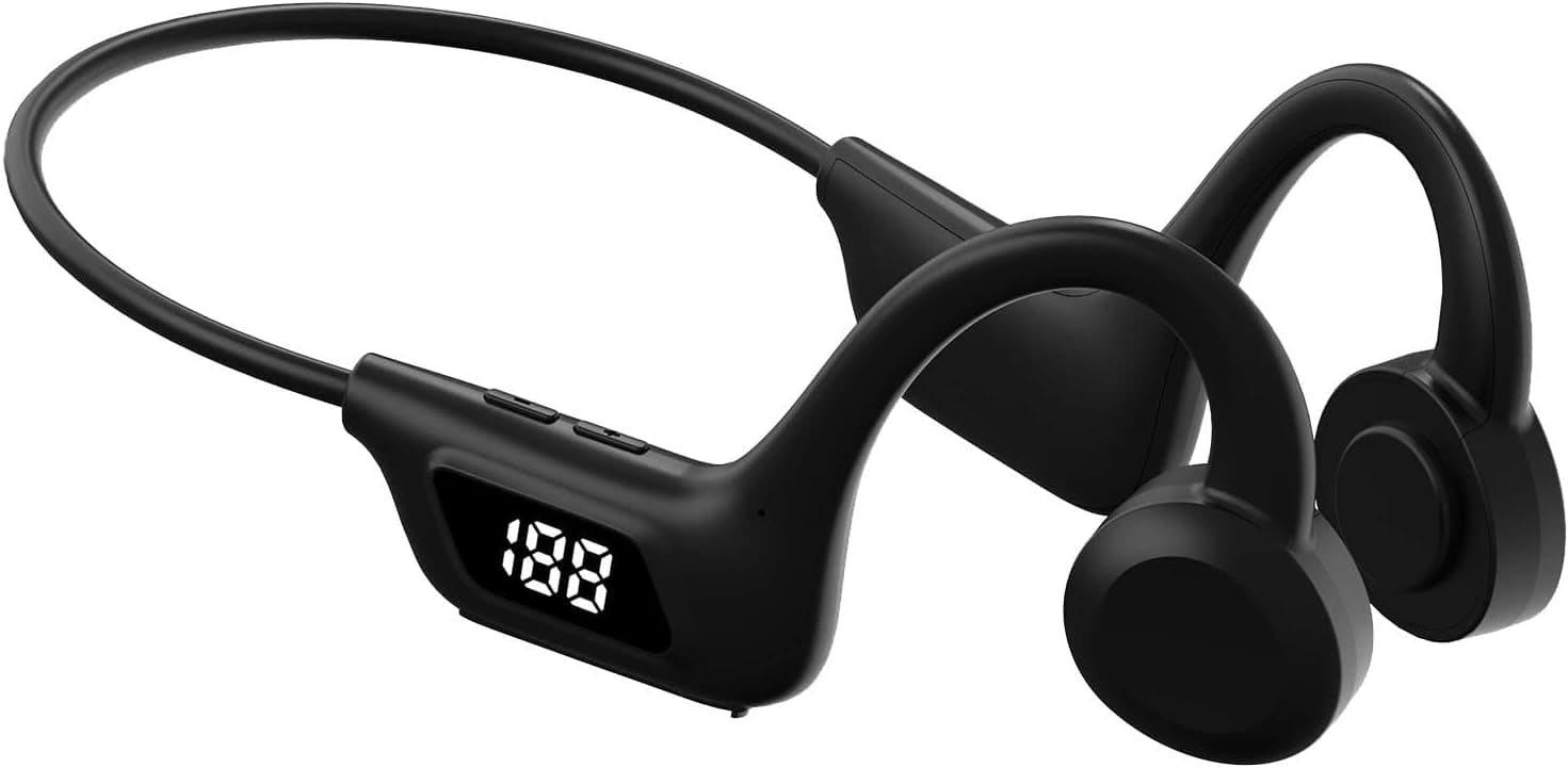 Kakasi Bone Conduction Headphones,Open Ear Sports Wireless Fitness Headphones for Running Cycling Driving Fitness, Noise Canceling Microphone for Calls, Bluetooth 5.0 (Black)