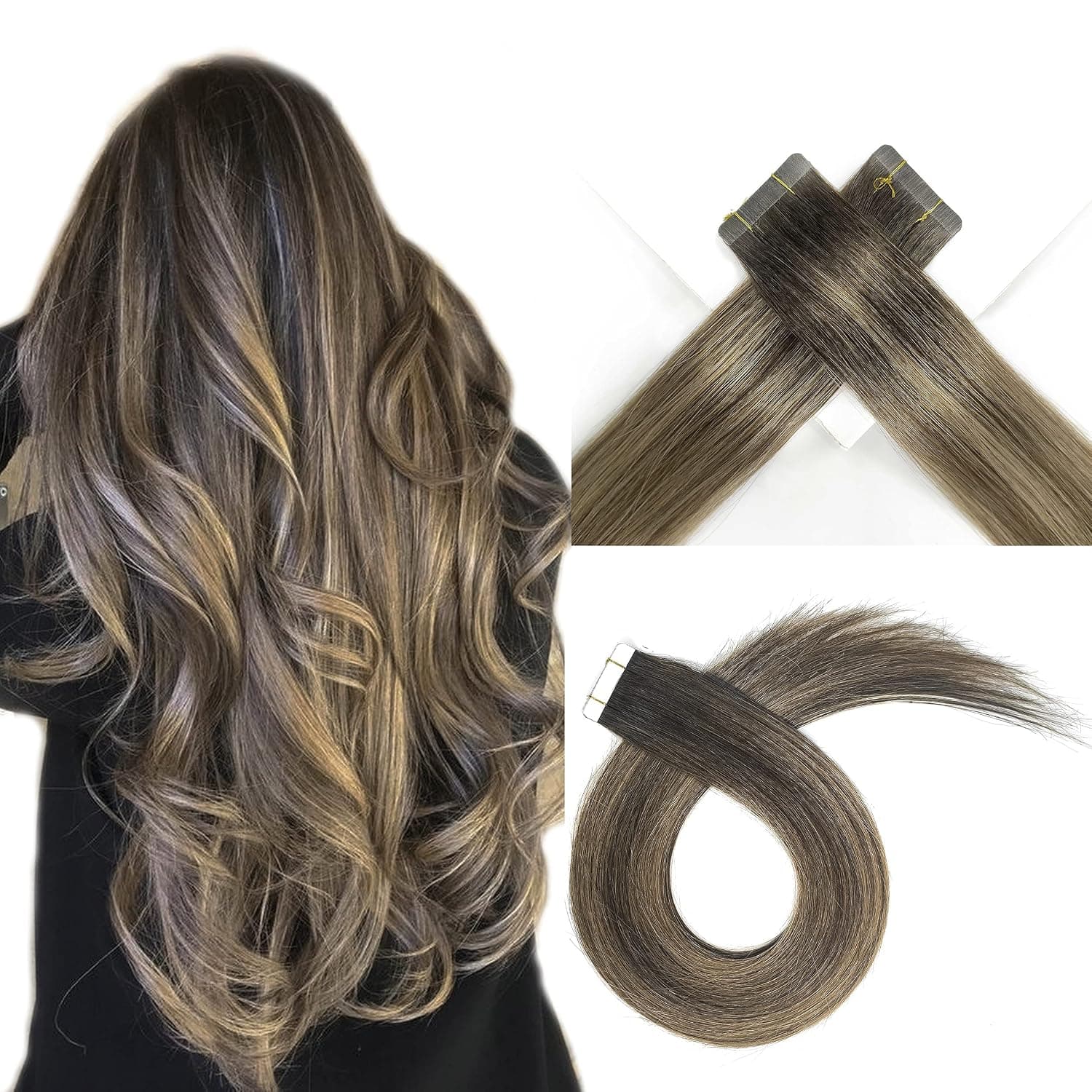 Hanna Int Tape in Hair Extensions Remy Hair Tape in Extension Human Hair 25g 10Pcs Hair Extensions Tape in Natural Human Hair (20inch, DU)