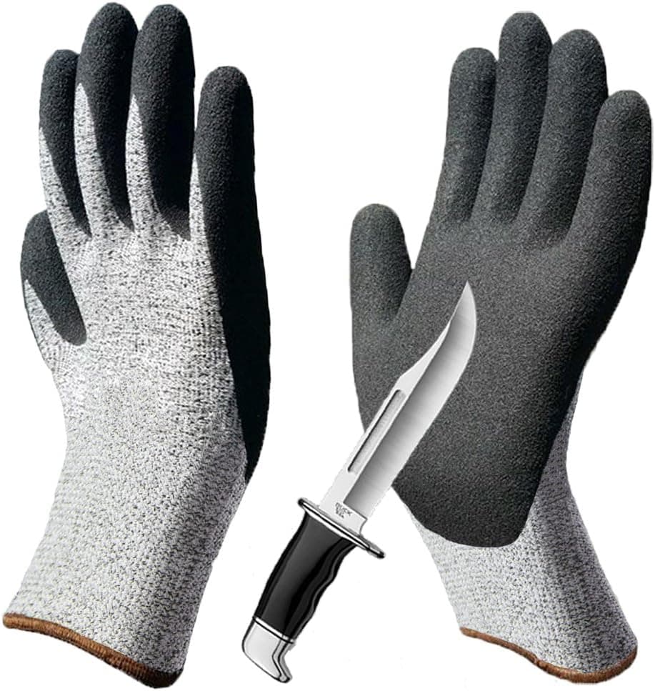 2 Pairs Cut Resistant Work Gloves, Grip Coating Anti-Slip Durable Level 5 Protection for Garden Car Outdoor Construction Multi-Purpose.