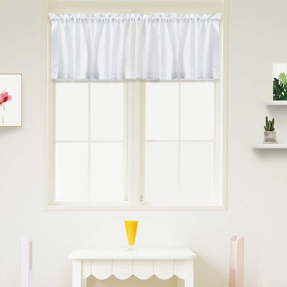 IDEALHOUSE White Curtain Valances,Draperies Curtains for Cafe,Bathroom & Kitchen or Kids Bedroom Rod Pocket Short Window Curtains (1 Panels, 15 Inch Wide by 60 Inch Long)