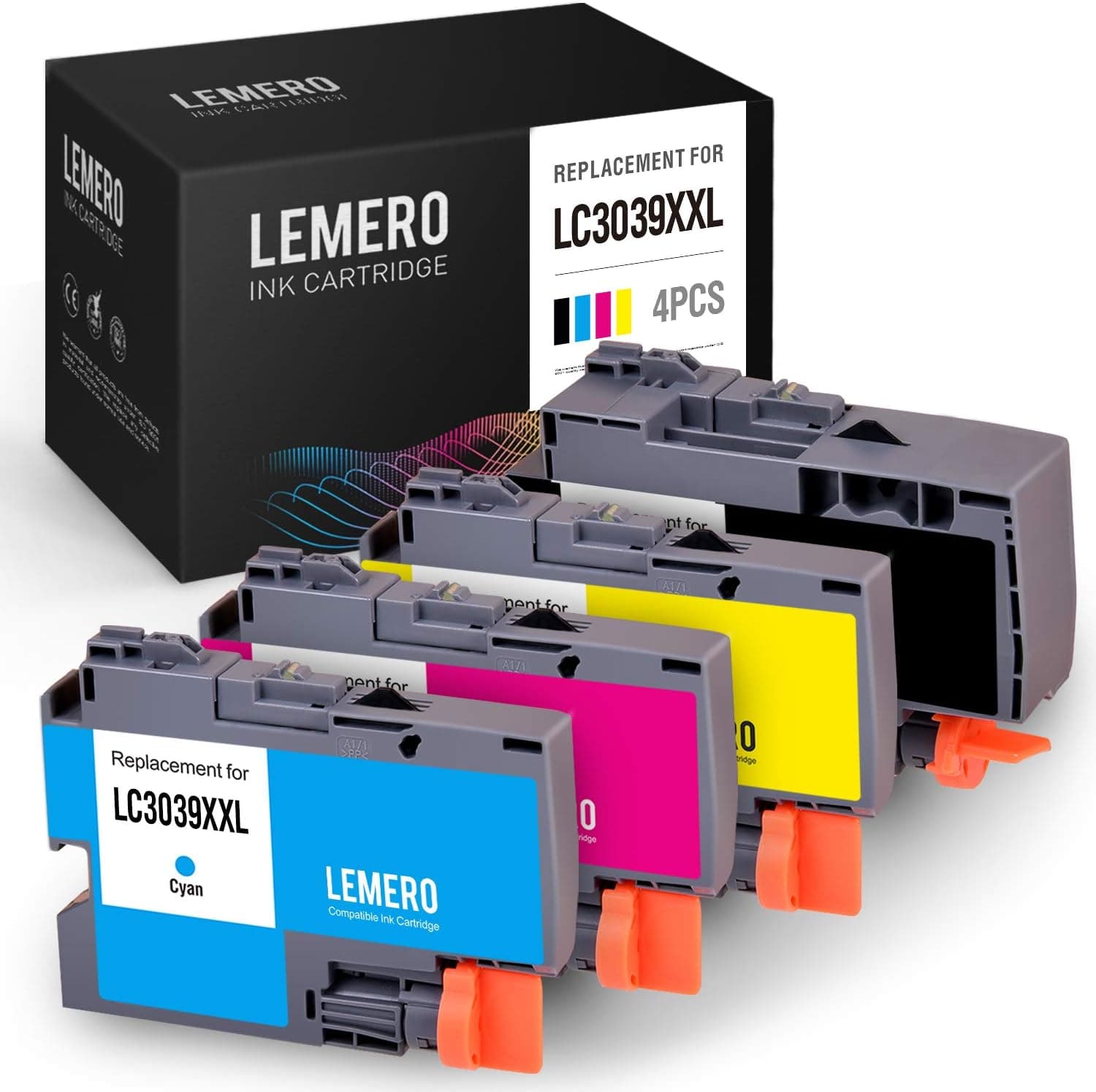 LEMERO Compatible Ink Cartridge Replacement for Brother LC3039 (1 Black, 1 Cyan, 1 Magenta, 1 Yellow, 4 Pack)