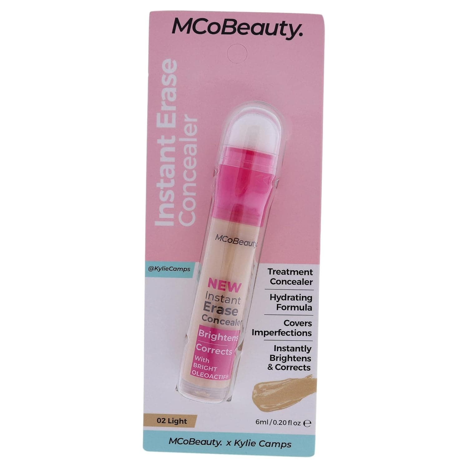 MCoBeauty Instant Eraser Concealer - Provides Full Coverage, Brightening And Smoothing - Blurs The Appearance Of Dark Circles, Fine Lines And Wrinkles - With A Cushion Applicator - 02 Light - 0.2 Oz