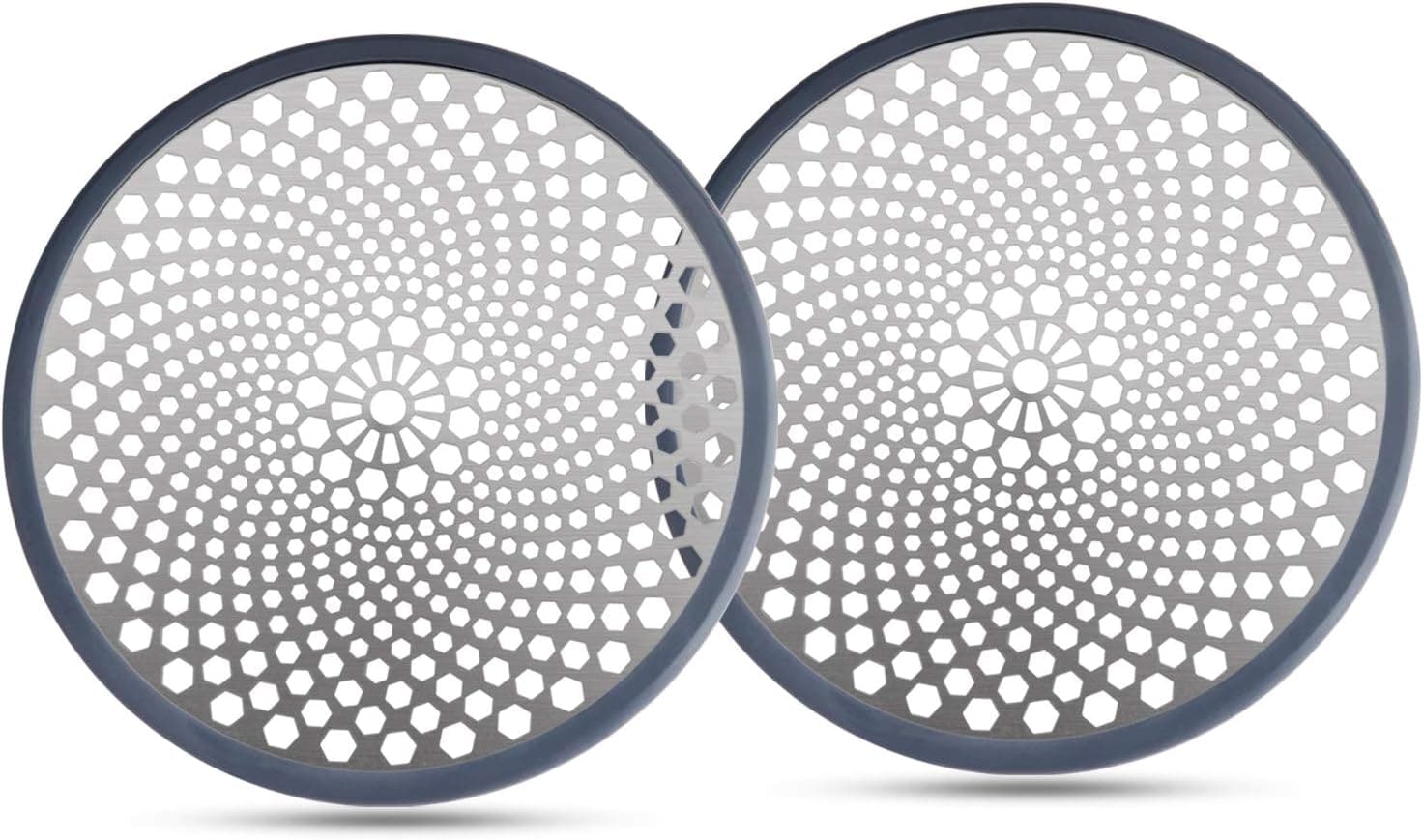 TENACHI 2 Pack Shower Drain Hair Catcher,Shower Drain Cover Strainer,4.75 inch Bathtub Drain Protector,304 Stainless Steel with Silicone Edge