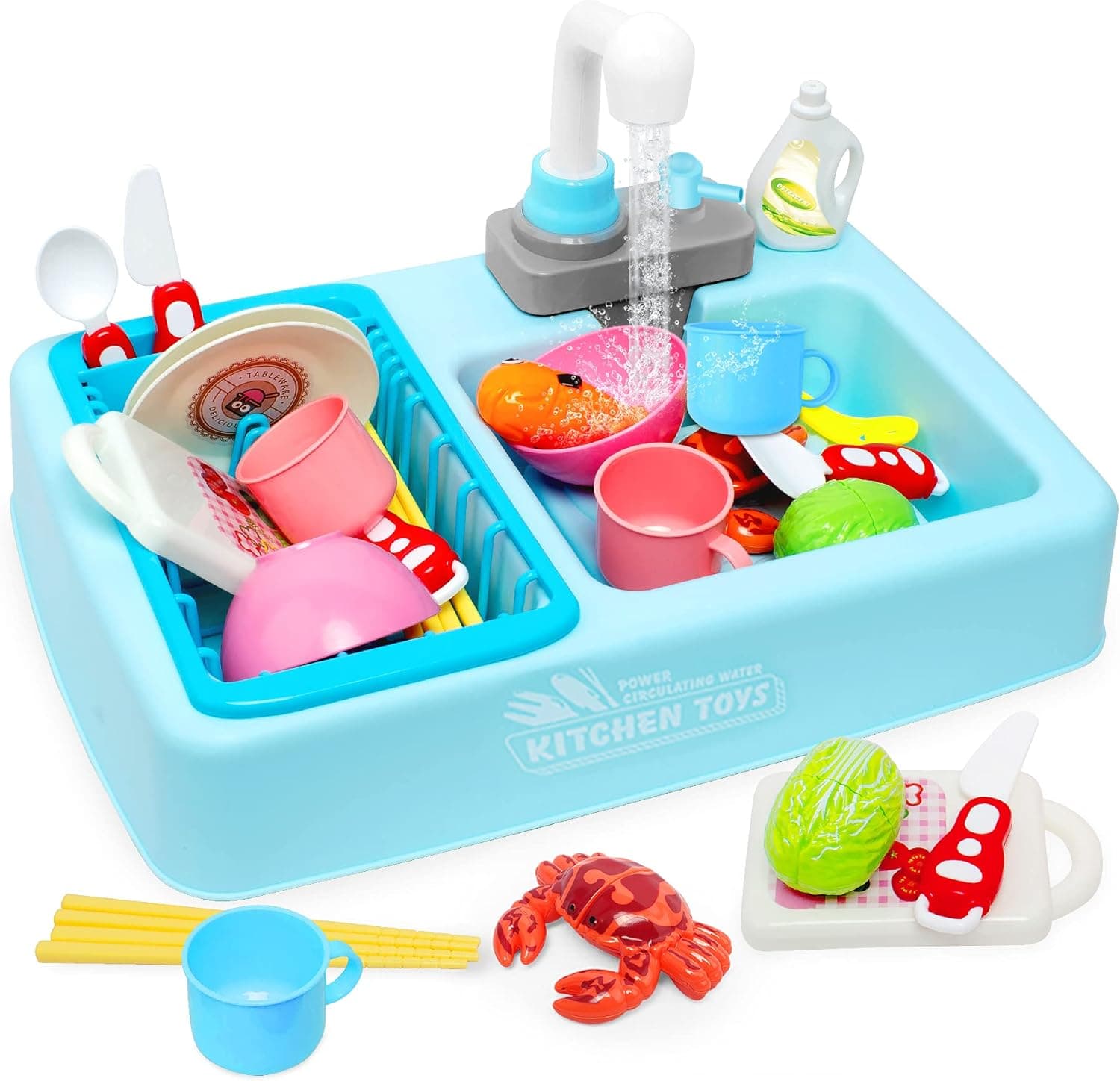 HOMILY Play Sink for Kids Toy Kitchen Sink with Running Water