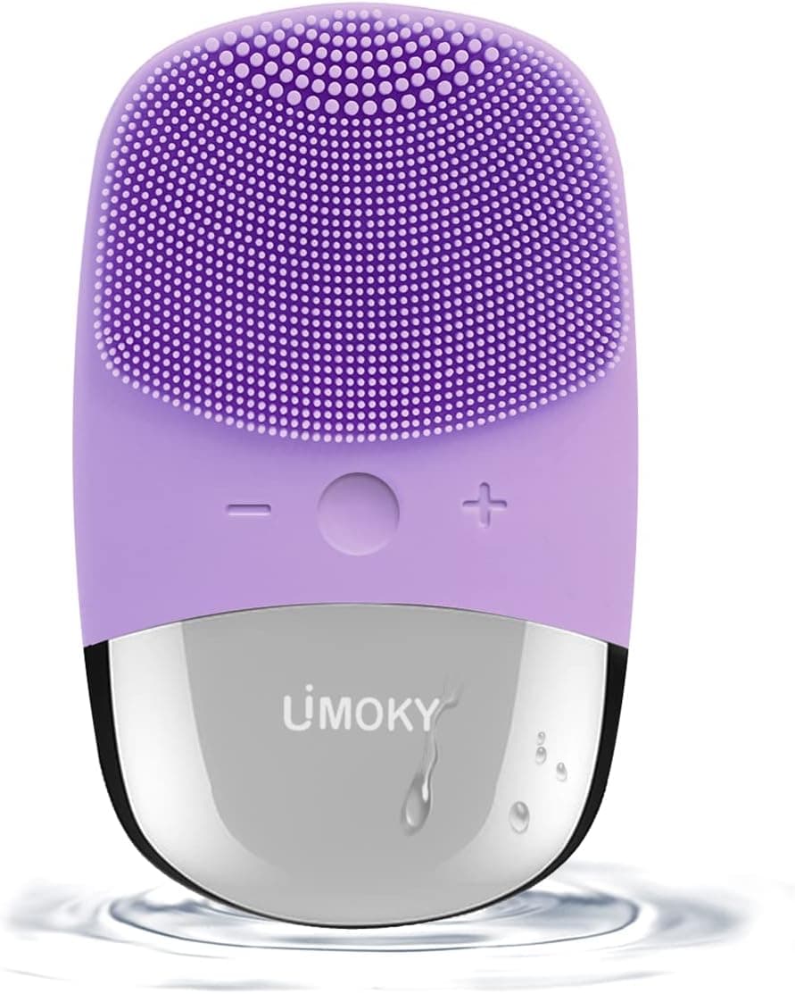 Facial Cleansing Brush, 3-in-1 Electric Silicone Face Scrubber, Vibrating Massager, IPX7 Waterproof, USB Rechargeble Face Scrubber Brush for Deep Cleanning, Blackhead Remover, Exfoliating (Purple)