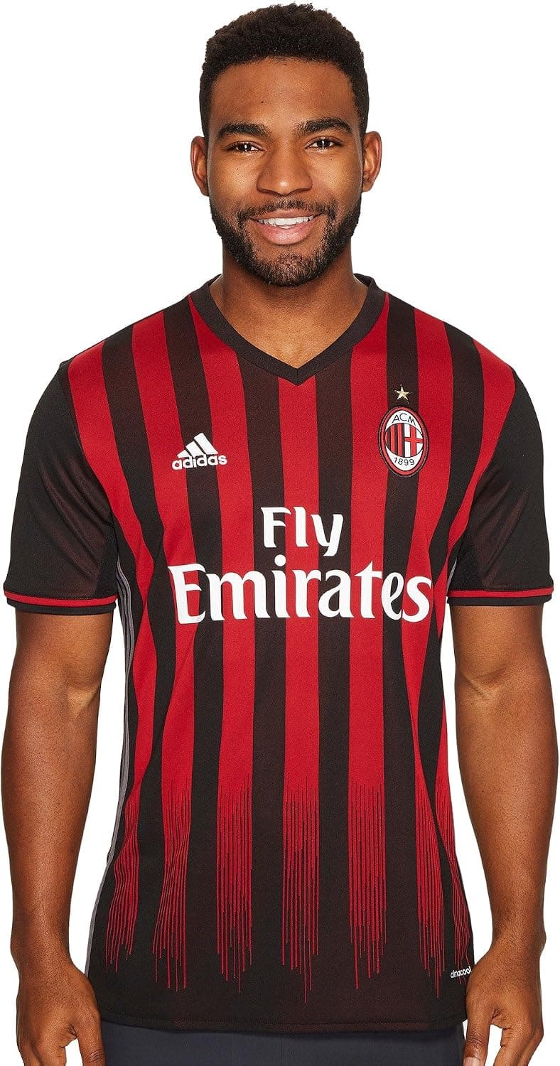 adidas International Soccer Ac Milan Men's Jersey, Medium, Black/Red/Granite