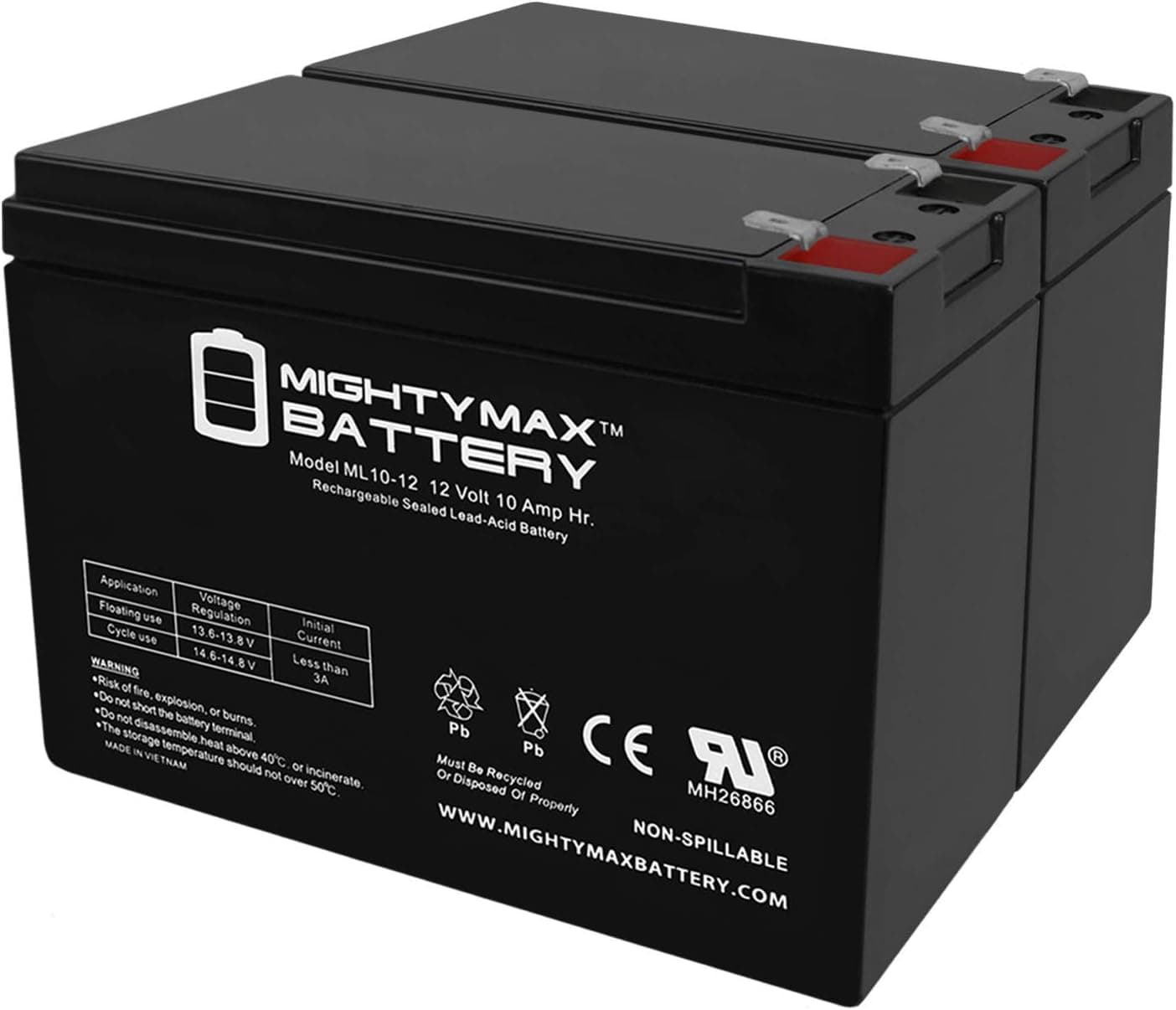 Mighty Max Battery 12V 10AH SLA Replaces APC Back-UPS RS 1300VA LCD, BR1300LCD - 2 Pack