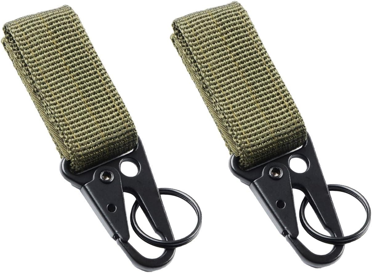 DYZD Nylon Webbing Keychain Tactical Molle Gear Key Ring, Gear Keeper Pouch, can be Used as Key Chain, Key Ring Holder, Perfect Webbing Attachment Strap (OD Green 2PCS)