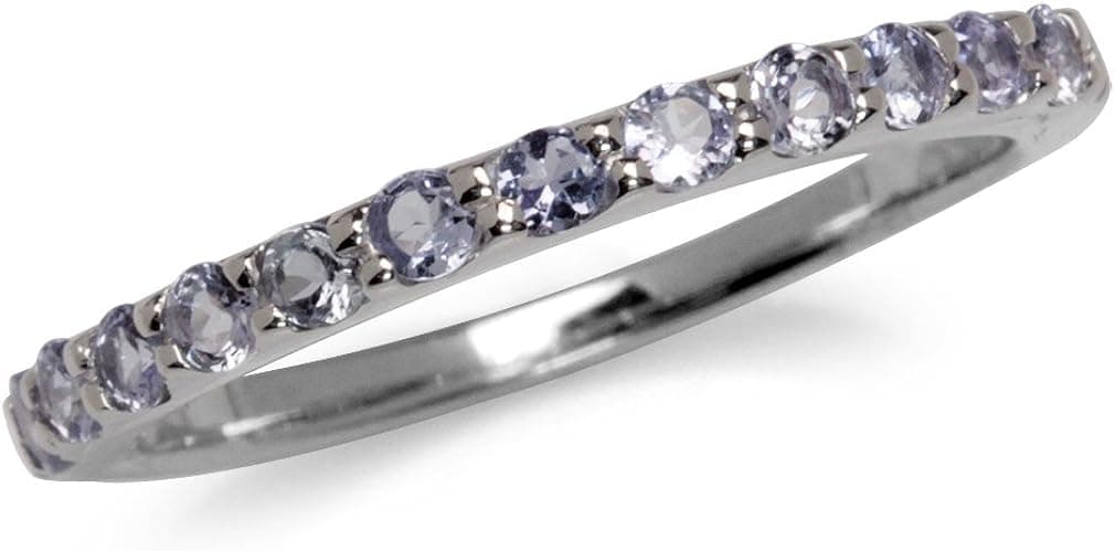 Silvershake Genuine Tanzanite White Gold Plated 925 Sterling Silver Journey Stack Stackable Ring