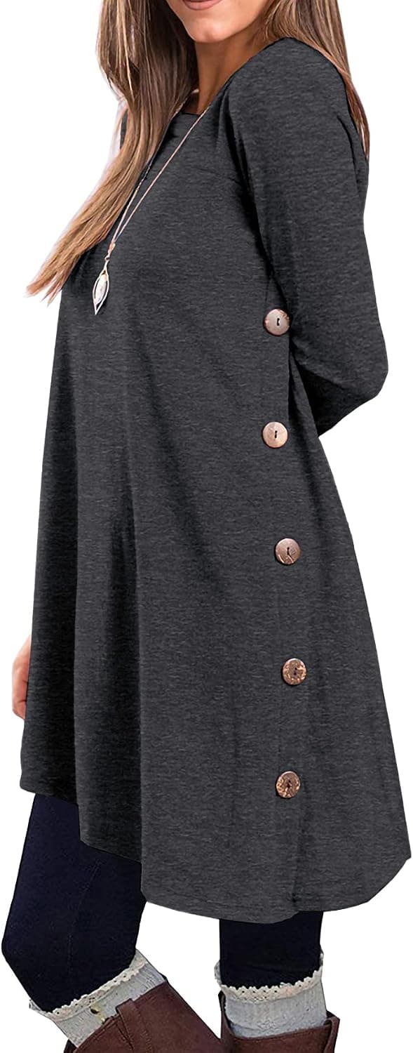 KORSIS Women's Long Sleeve T Shirts Tunic Dress
