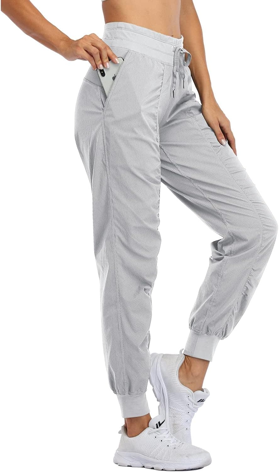 Willit Women's Studio Joggers Hiking Travel Dance Pants Striped Workout Lounge Drawstring Pants with Pockets